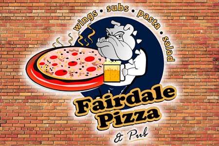 Fairdale Pizza Logo Brick Background